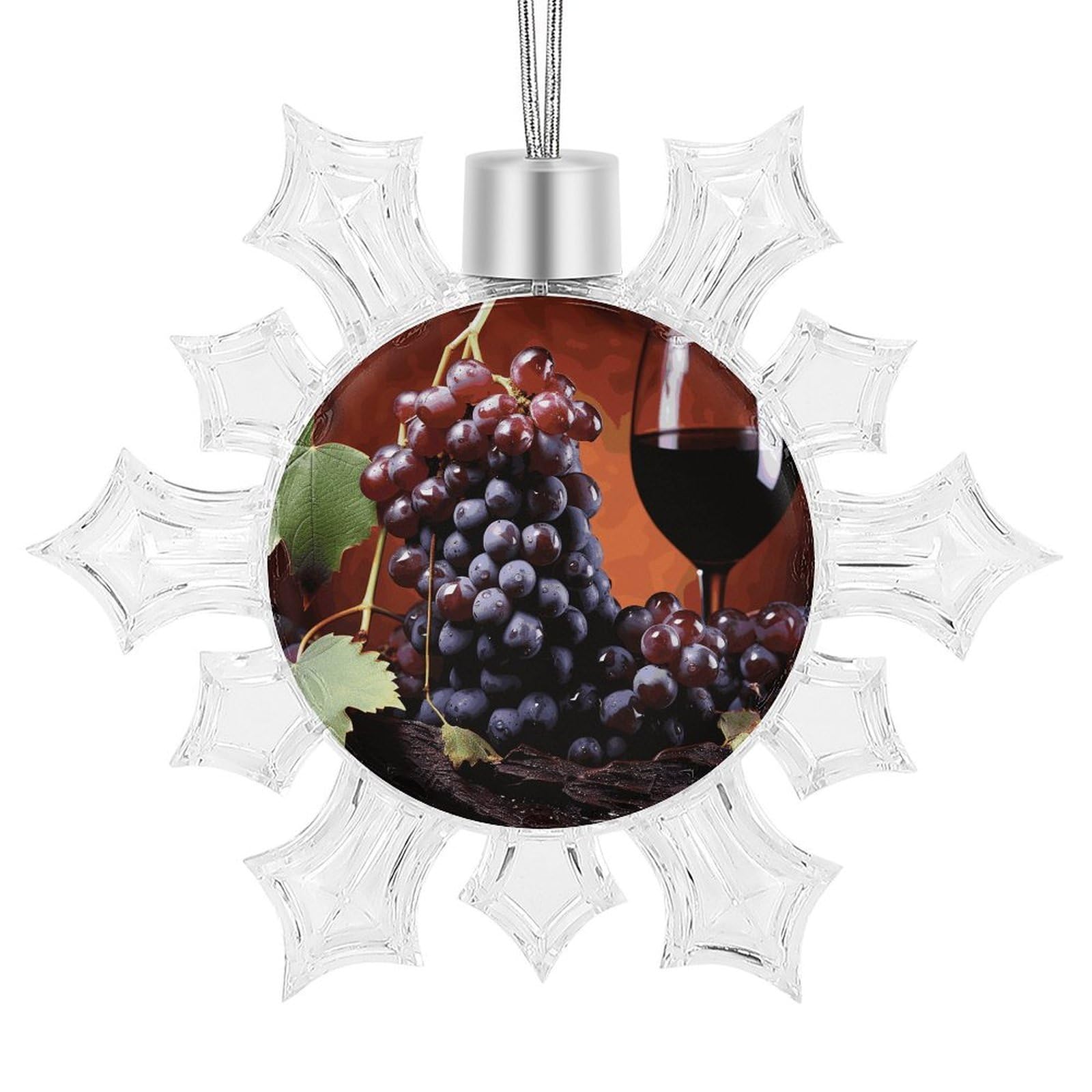 Red Wine Grapes Snowflake Ornaments Cute Snowflake Pendant Exquisite Christmas Tree Ornaments for Christmas Weddings New Year Birthday Holiday Celebration