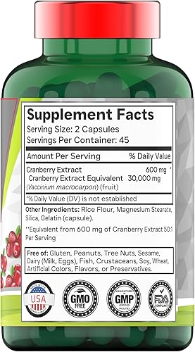Miniatura 2 de Pastillas de arándano para mujeres y hombres (30,000 mg - 90 cápsulas) | Apoya la salud del tracto urinario* | Suplemento concentrado de arándano |