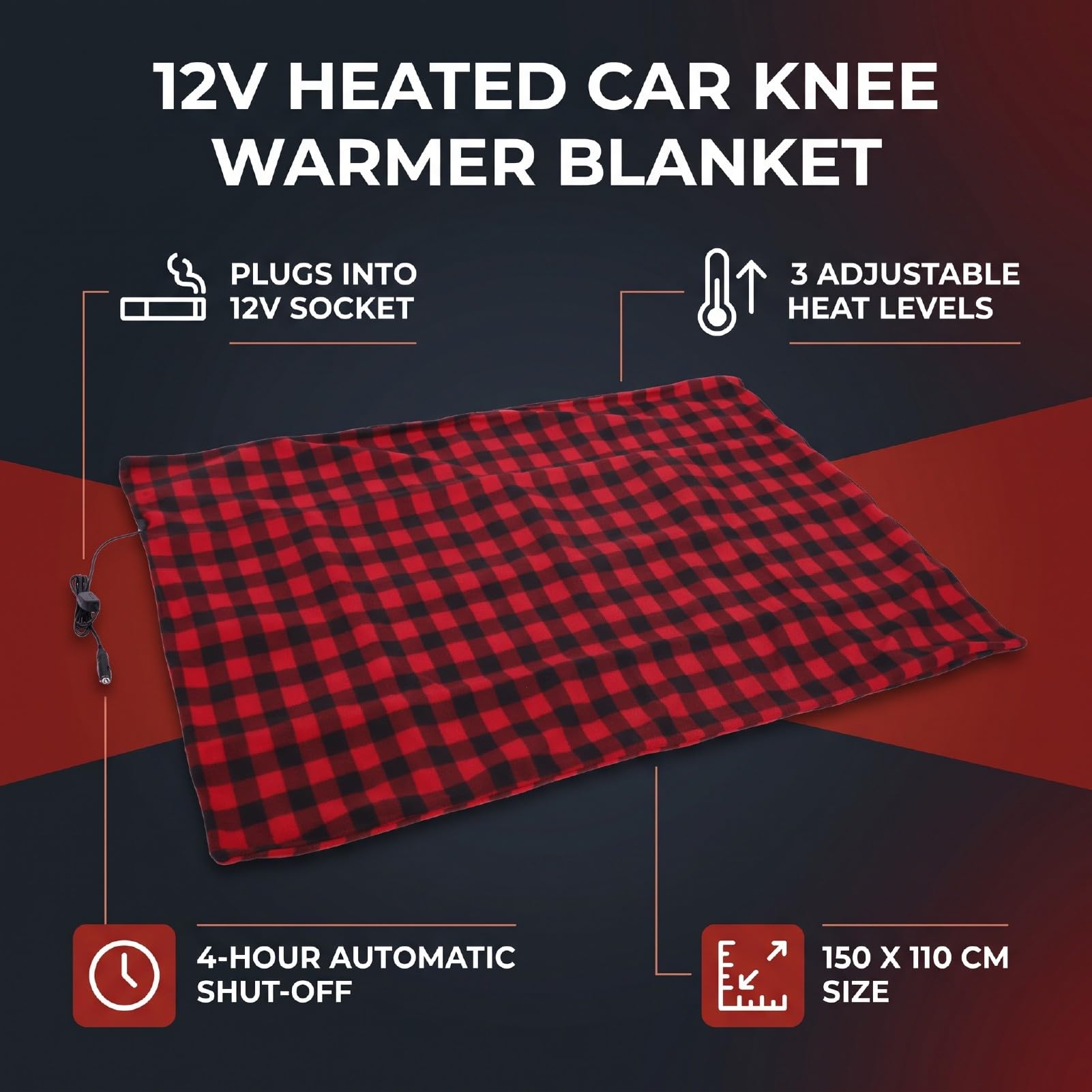 AMONIDA Manta Eléctrica para Coche, Vellón Ajustable