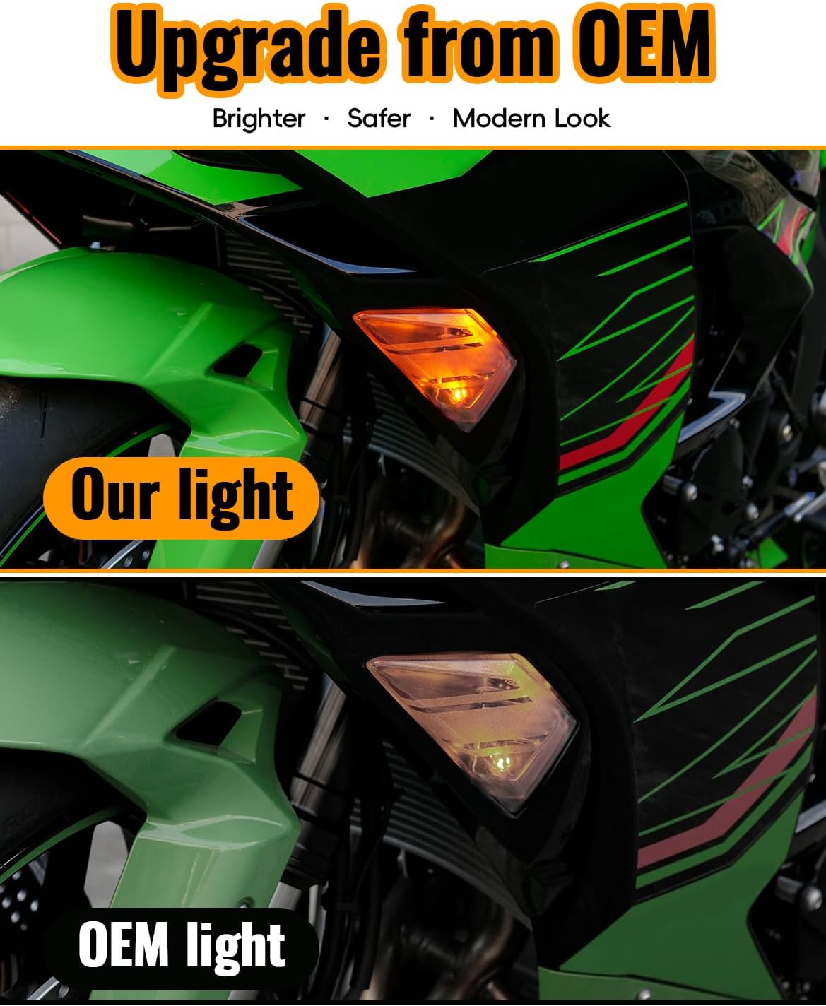 Front Turn Signal Light for Ninja ZX6R, LED Amber Indicator Blinker Light Turning Lamp Turn Signal for Kawasaki Ninja ZX 6R 636 ABS 2024-2025 Accessories