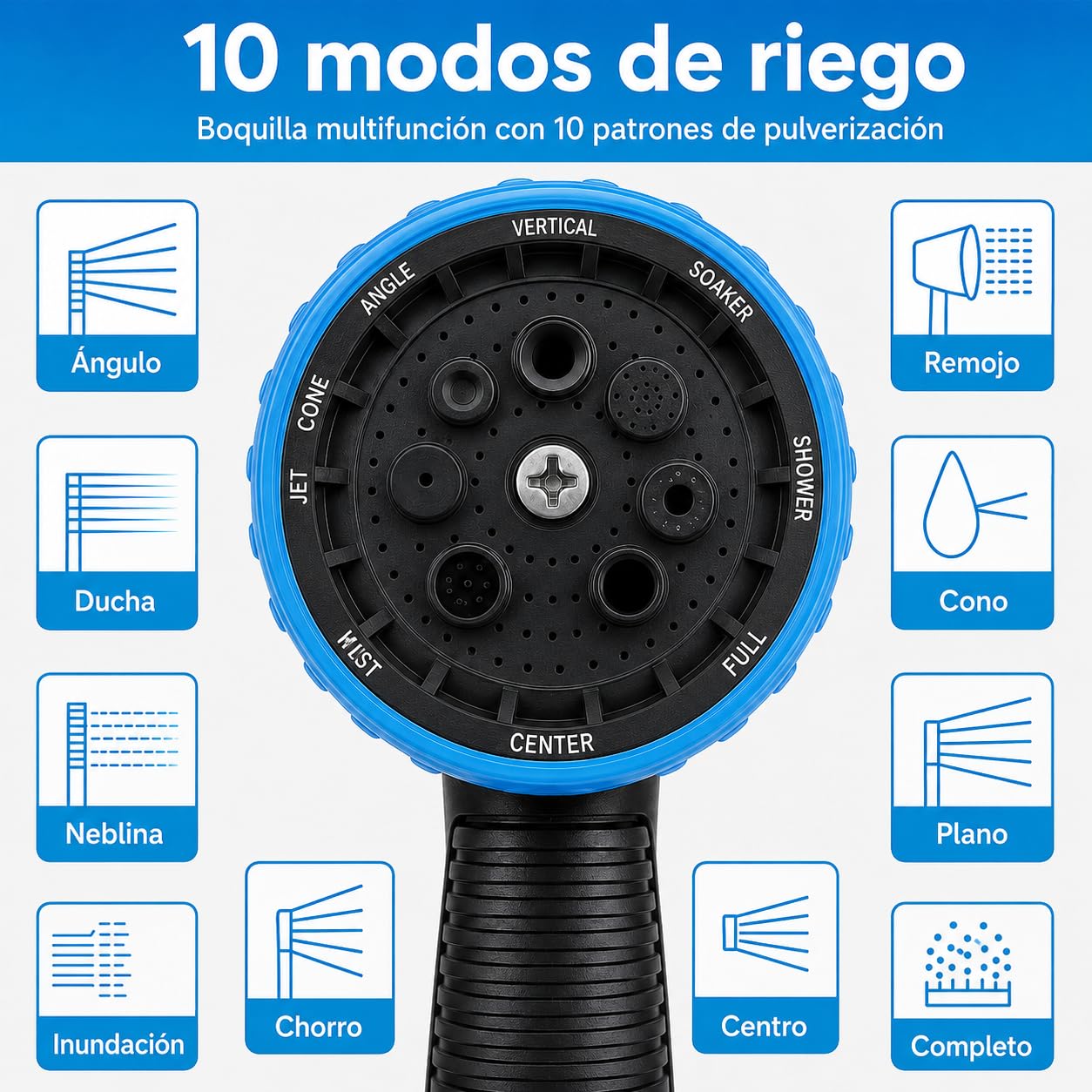 Manguera Extensible Jardín 22,5 m / 75 FT, Manguera Flexible Antitorsión con Látex 3 Capas y Tejido 3750D, Pistola de Riego 10 Funciones, Conectores Metálicos, Bolsa y Gancho