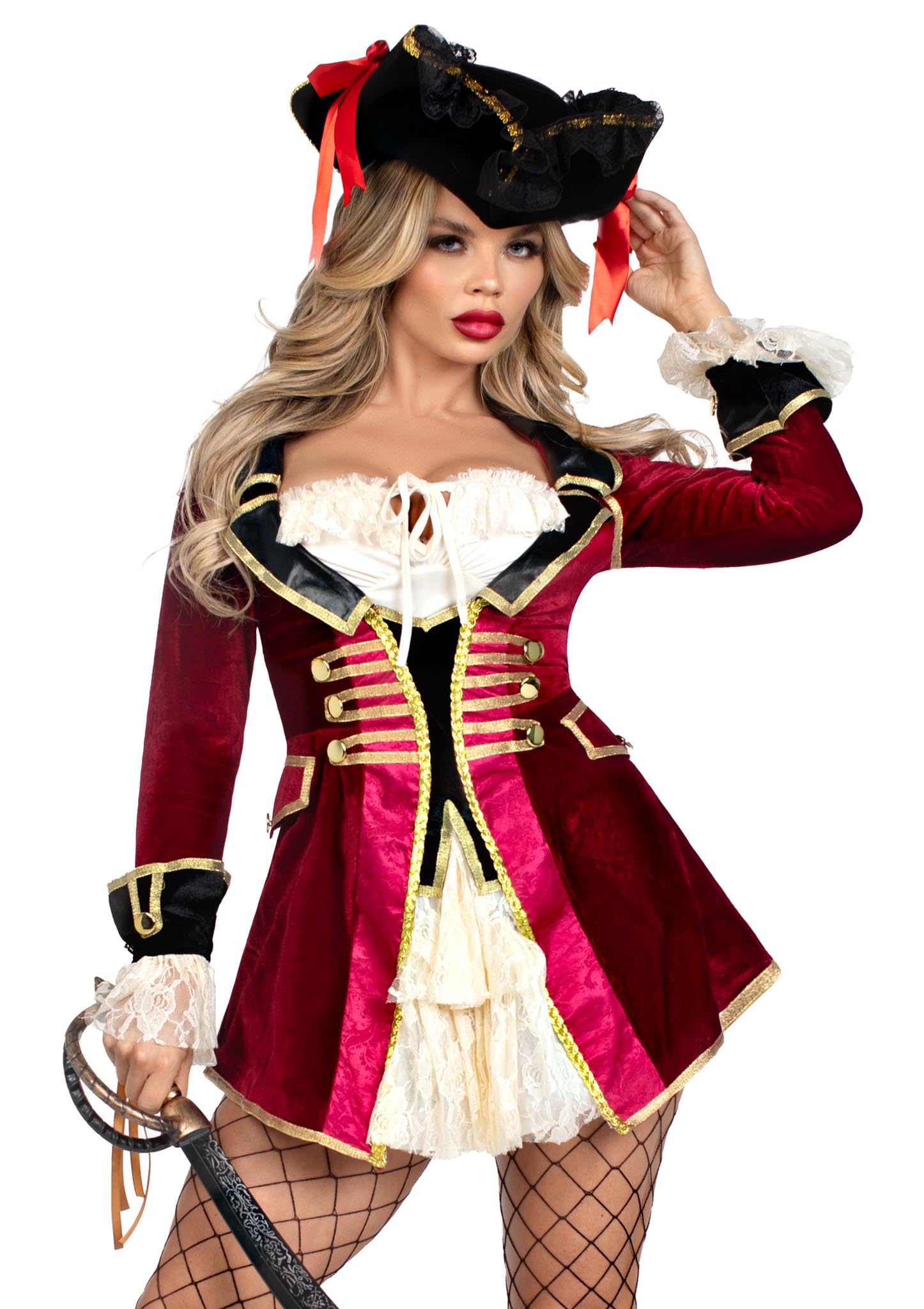 Leg Avenue 87231X 10108 Captivating Pirate Captain Costume, Multicolor, 2X