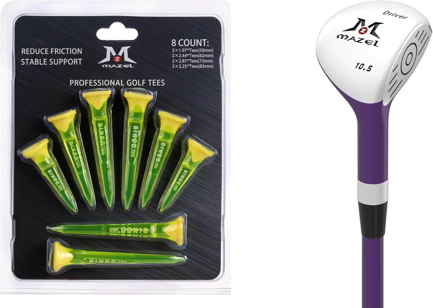 MAZEL Golf Driver & Golf Plastic Tees,Bundle of 2