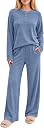 Ekouaer Womens Pajama sets Long Sleeve Cozy 2 Piece Matching Lounge Set