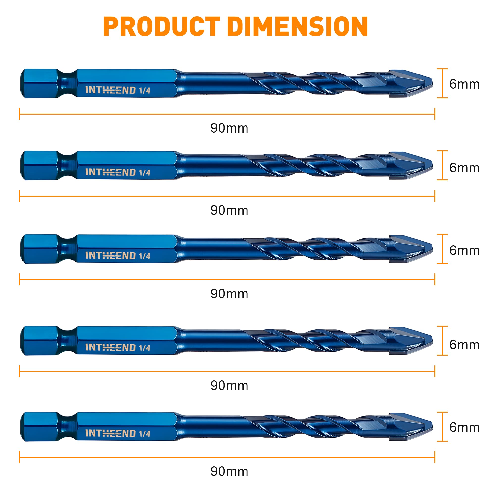 5 Pcs 1/4 Eccentric Drill Bit, Masonry Drill Bit Set, Concrete Drill Bit Set, High-Strength Special Crooked Head Eccentric Twist Drill Bit for Concrete/Ceramic/Tiles/Glass/Hard Plastic, 6mm