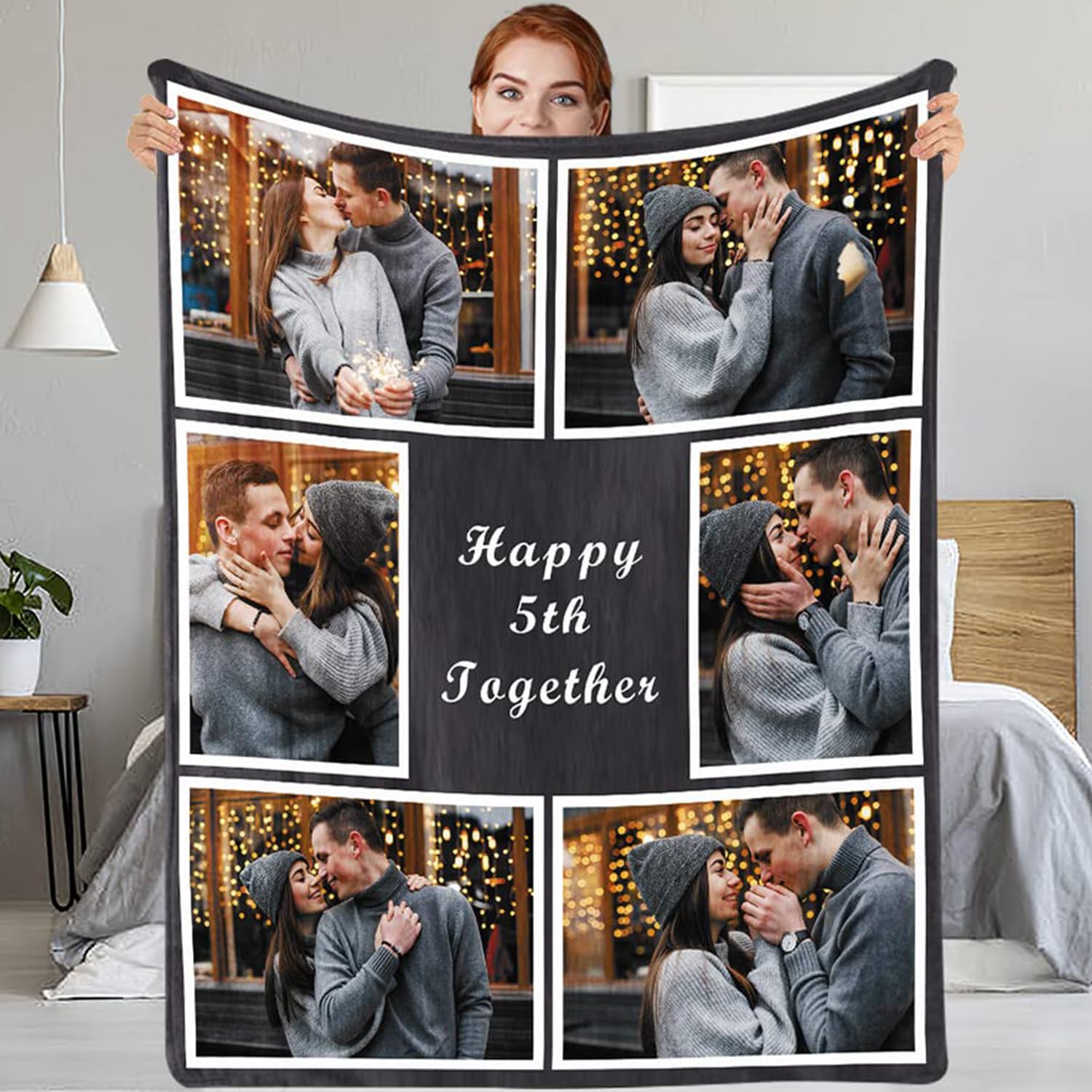 Shinelady Personalized Couples Gifts - Custom Blanket with Photos Customized Picture Blanket Birthday Gifts for Boyfriend Girlfriend Wife Husband, I Love You Gifts for Him