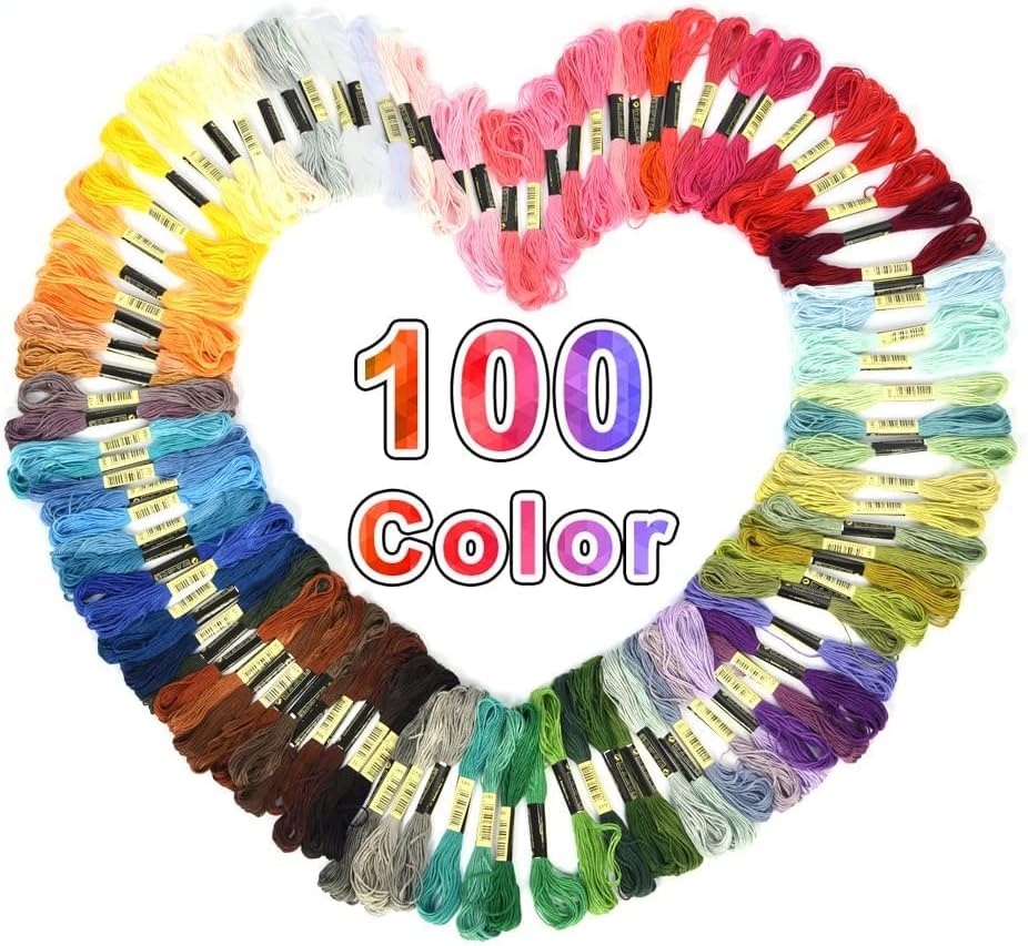 Stickgarn-Set aus Baumwolle, 100 Farben, DMC-Garn aus Baumwolle, 8 m, 6 Zweige, Stickgarn, Set für Kreuzstich