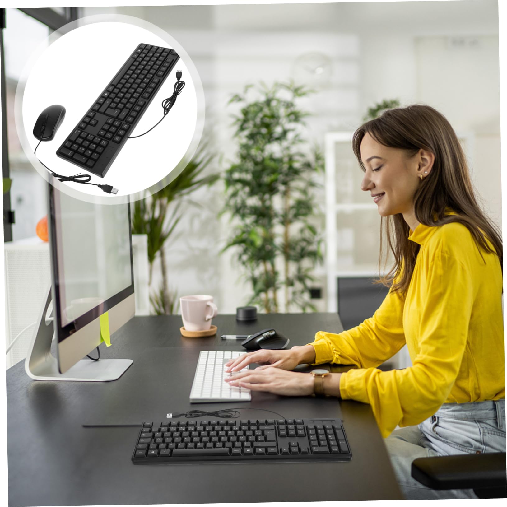 Gatuida Tastiera e Mouse Cablati Tastierino Numerico Abs 104 Tasti Nero per PC e Laptop Cavo USB e Massima Comfort
