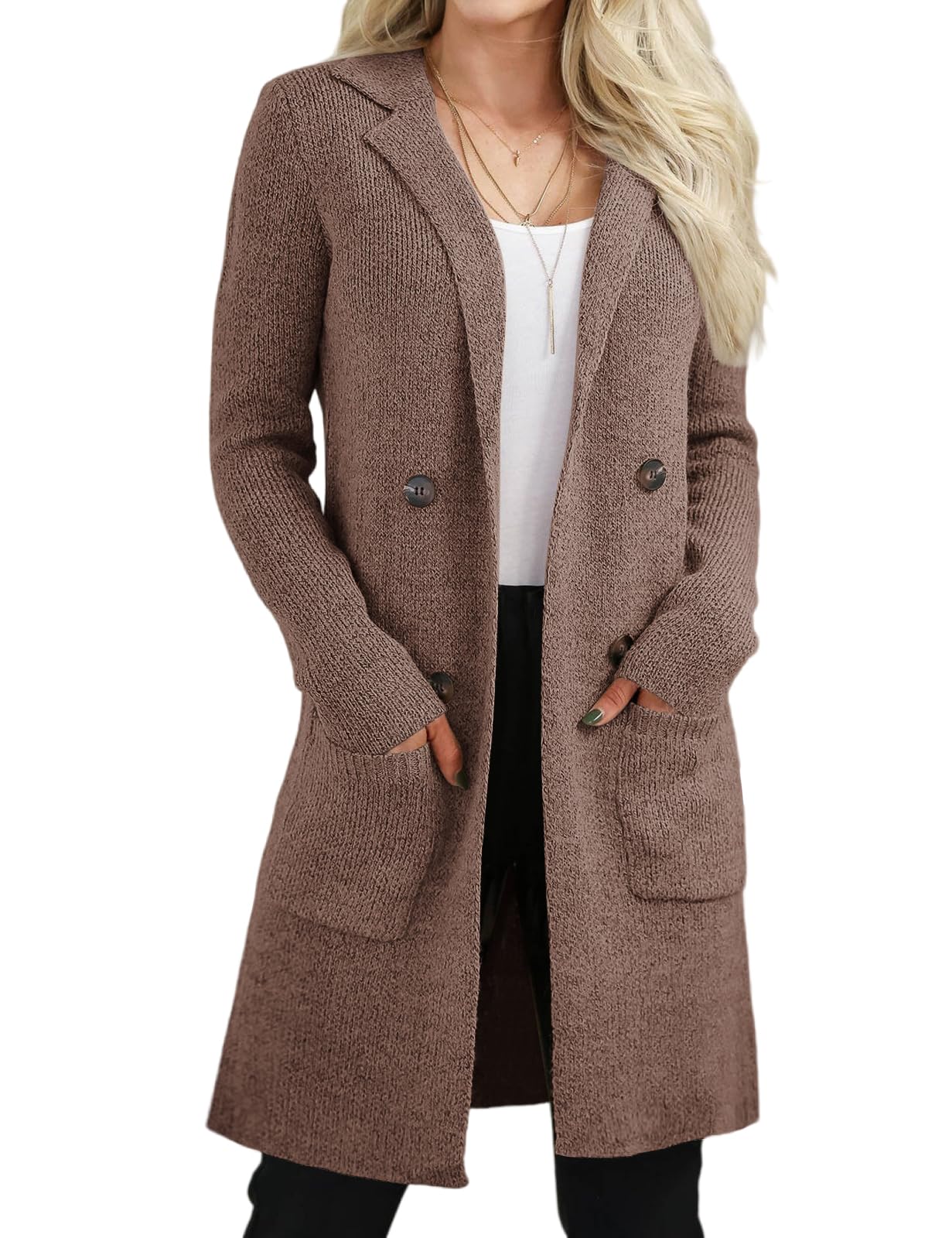 Women's Fall Long Cardigan Sweater Open Front Knit Coats Dressy Casual Jacket Coatigan with Pockets-image-25