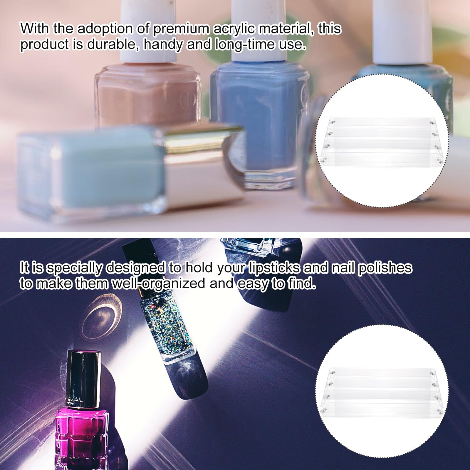 Beaupretty Uñas Capas Esmaltes de Acrílico Organizador de Cuatro Conveniente Gran Capacidad Almacenamiento para Tocador y Salón