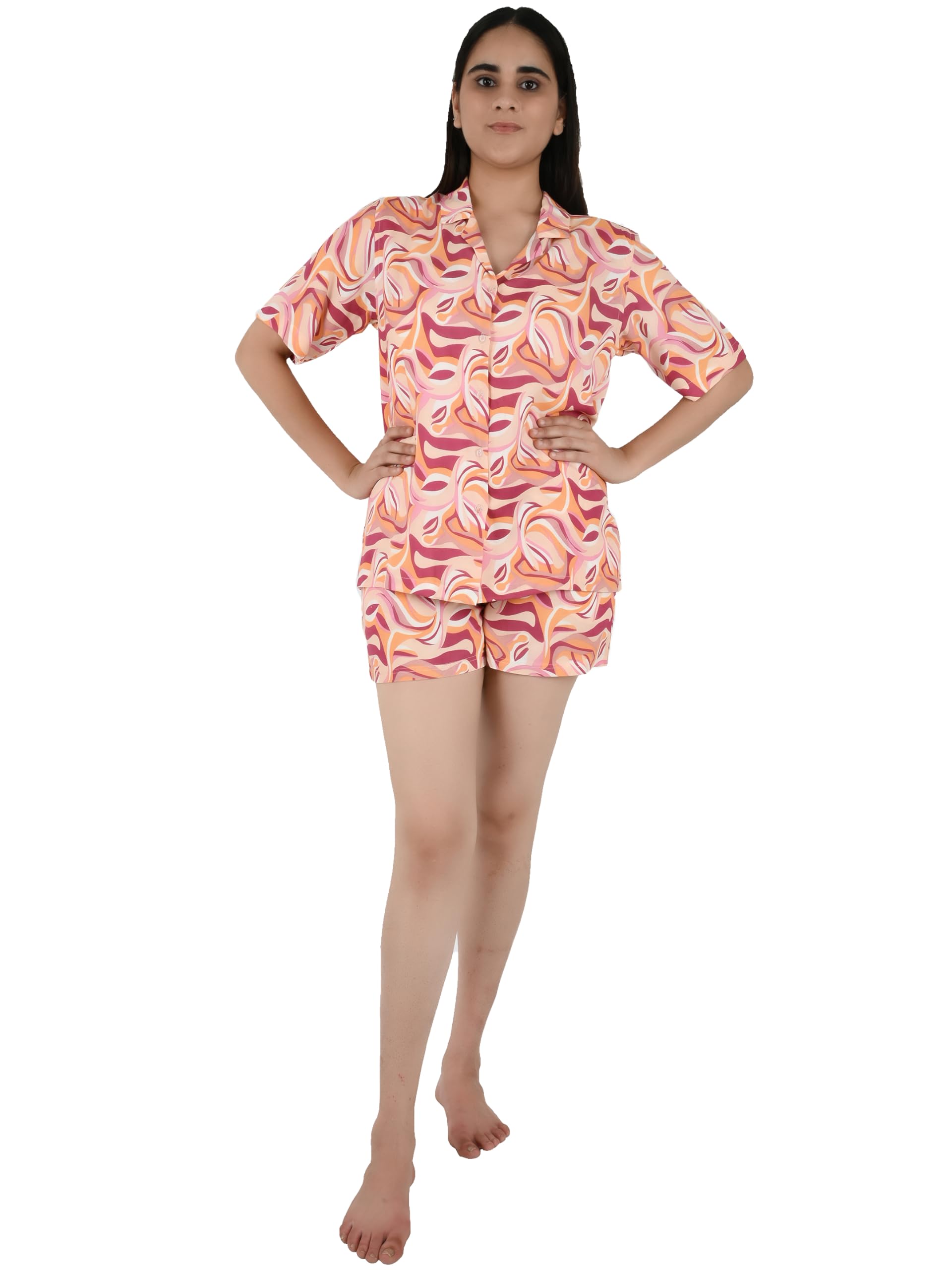 blissence Floral Printed Shirts and Short Set for Women Night Wear, Lounge Wear Cotton Shirts & Short Set for Women & Teen-picture-18