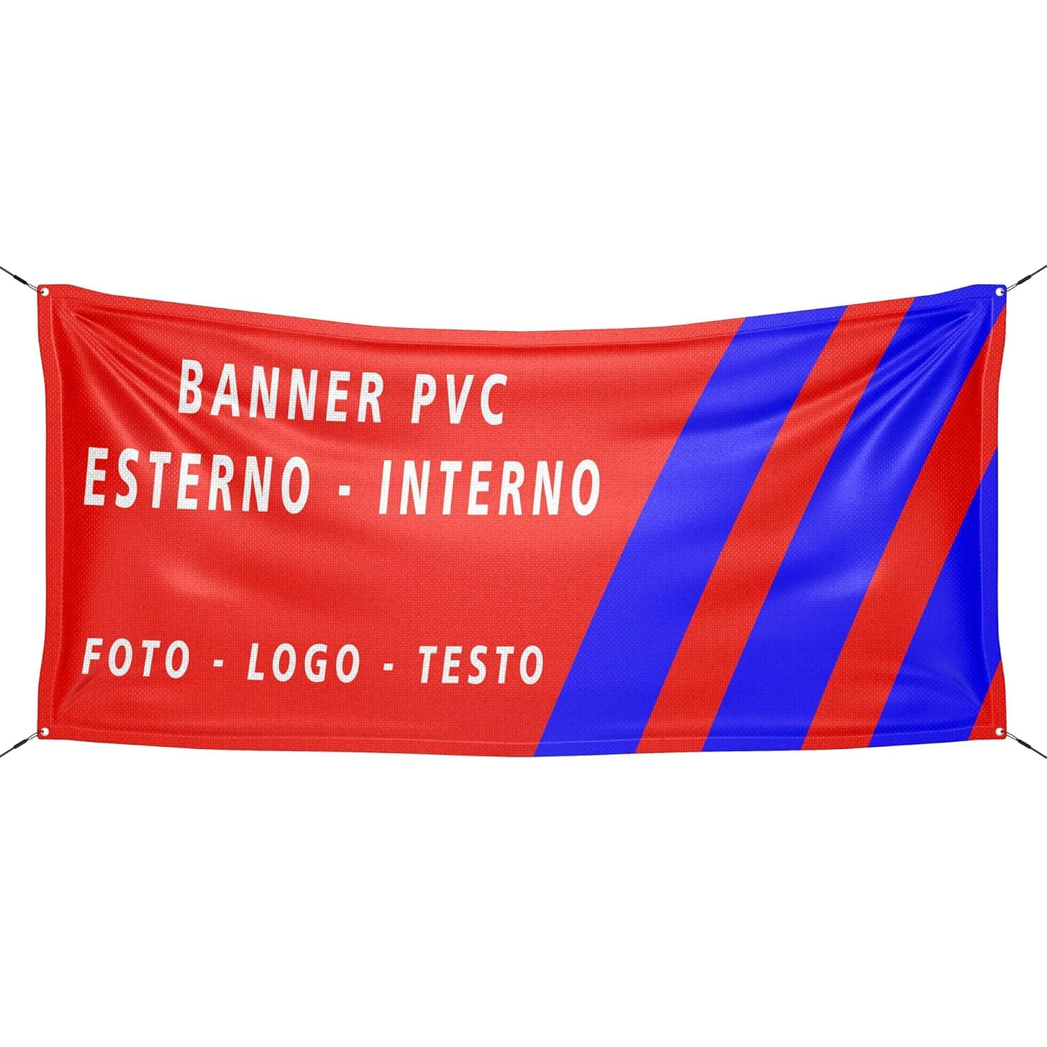 Striscione Banner In PVC Personalizzato - Stampa 4.0 Con Inchiostri GREENGUARD, Resistente Per Esterno, Con Foto, Logo E Testo, Misure 100x200 Cm