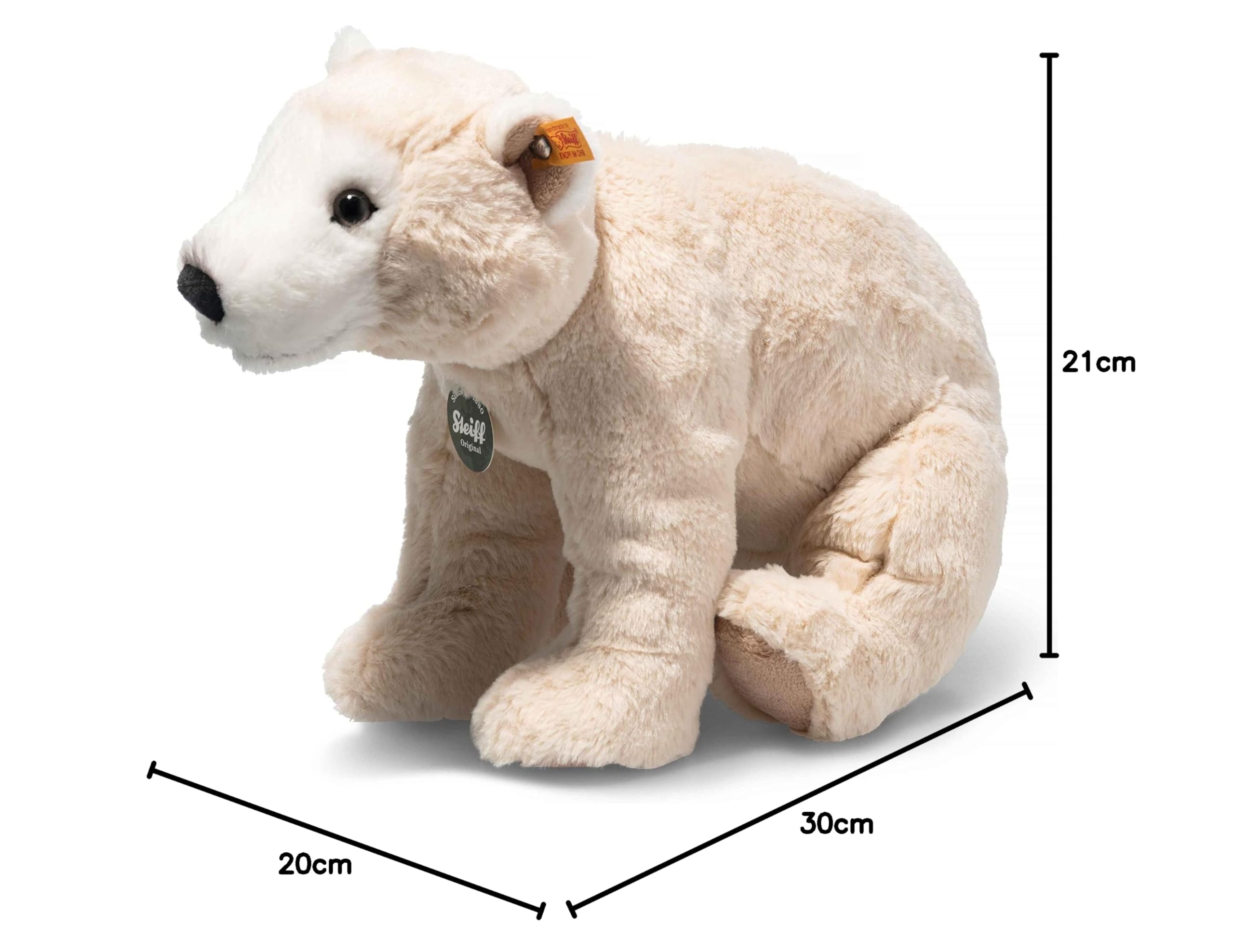 Steiff Peluche Teddies for Tomorrow Orso Polare Siro, animale di stoffa con occhi in plastica per bambini e bambine, pupazzo di 30 cm, bianco, 062575