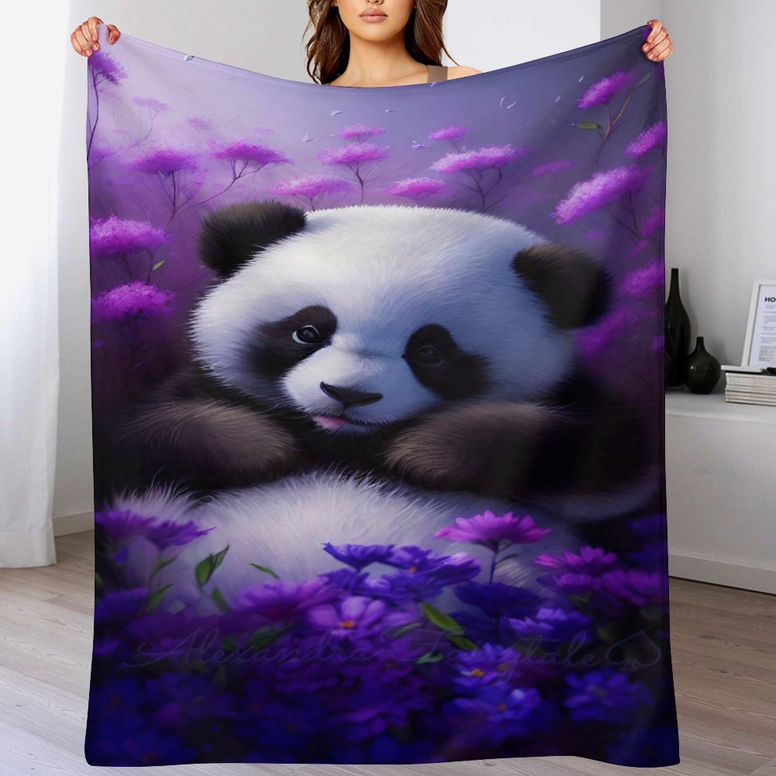 Panda Throw Blanket, Flannel Throws Sofa Chair Cover Decorative for Bed Couch Chair, Travel Nap Blankets 100×130cm