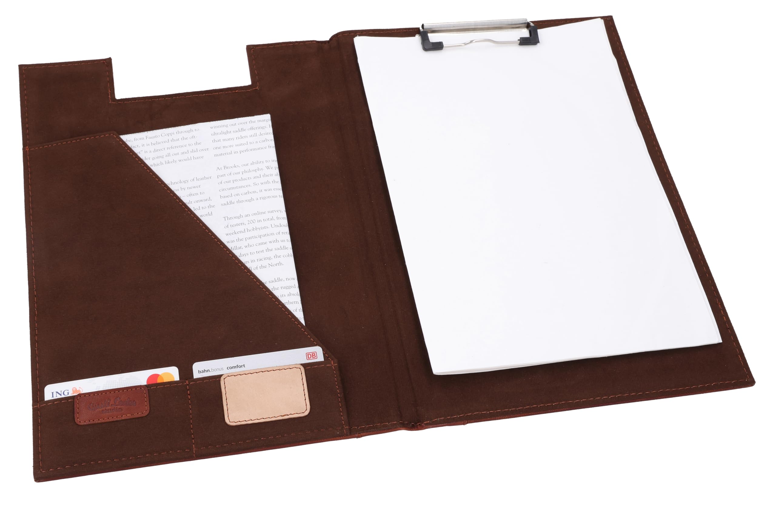 Gusti Portablocco in pelle Asher - Clipboard per conferenze, colore: Marrone