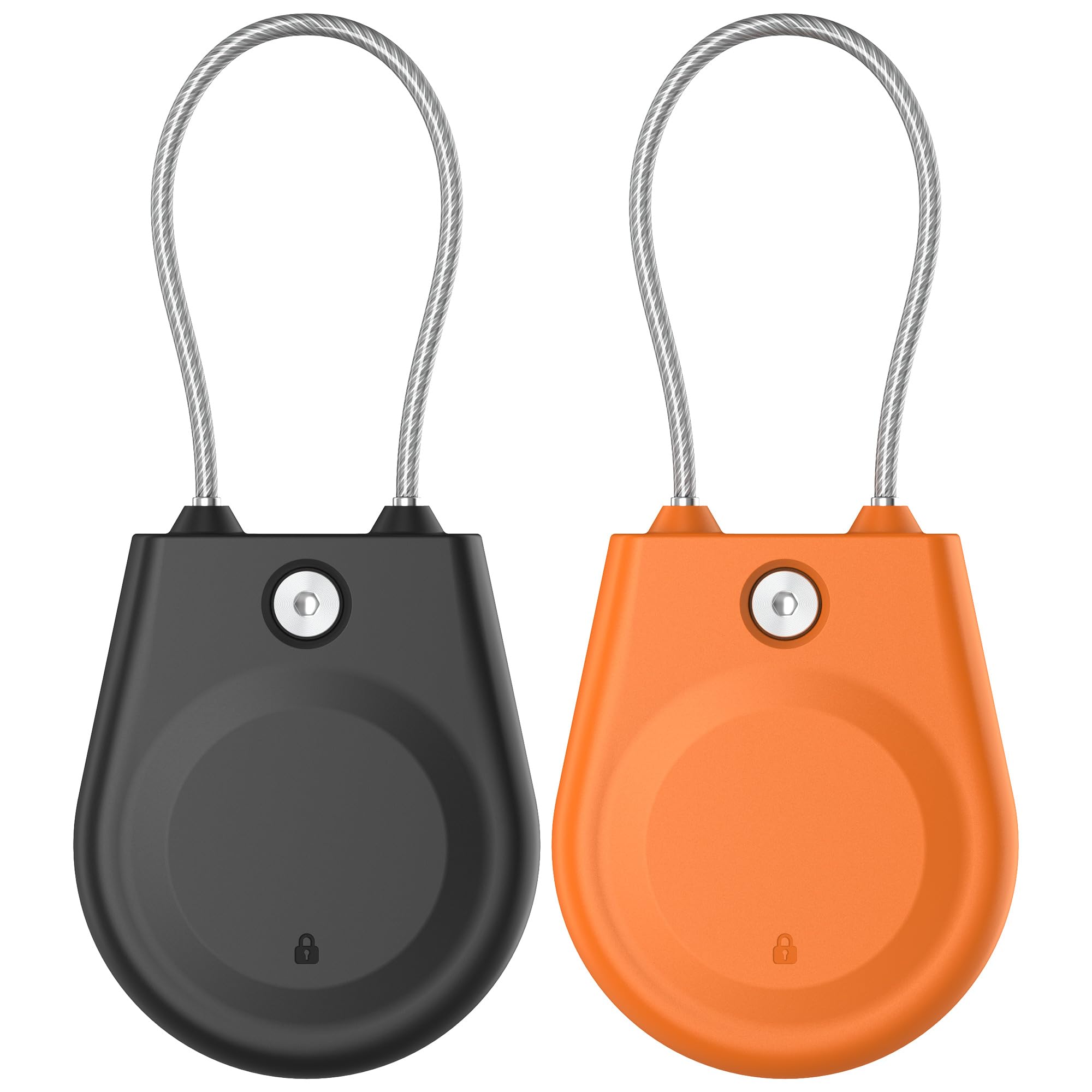 for AirTag Holder, for Airtag Lock Case with Wire Cable, IPX8 Waterproof, for Luggage, Key Ring Key Chain Luggage tag Backpack（2 Pack-Orange Black