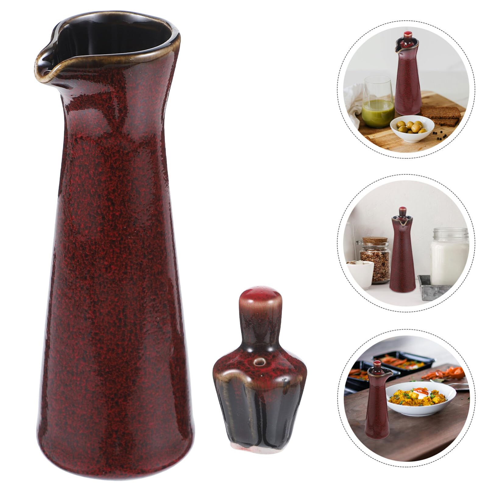 DECHOUS Bottiglia per Salsa di Soia Aceto e Olio Bottiglia in Ceramica per Condimenti da Cucina Facile da Pulire e Riporre