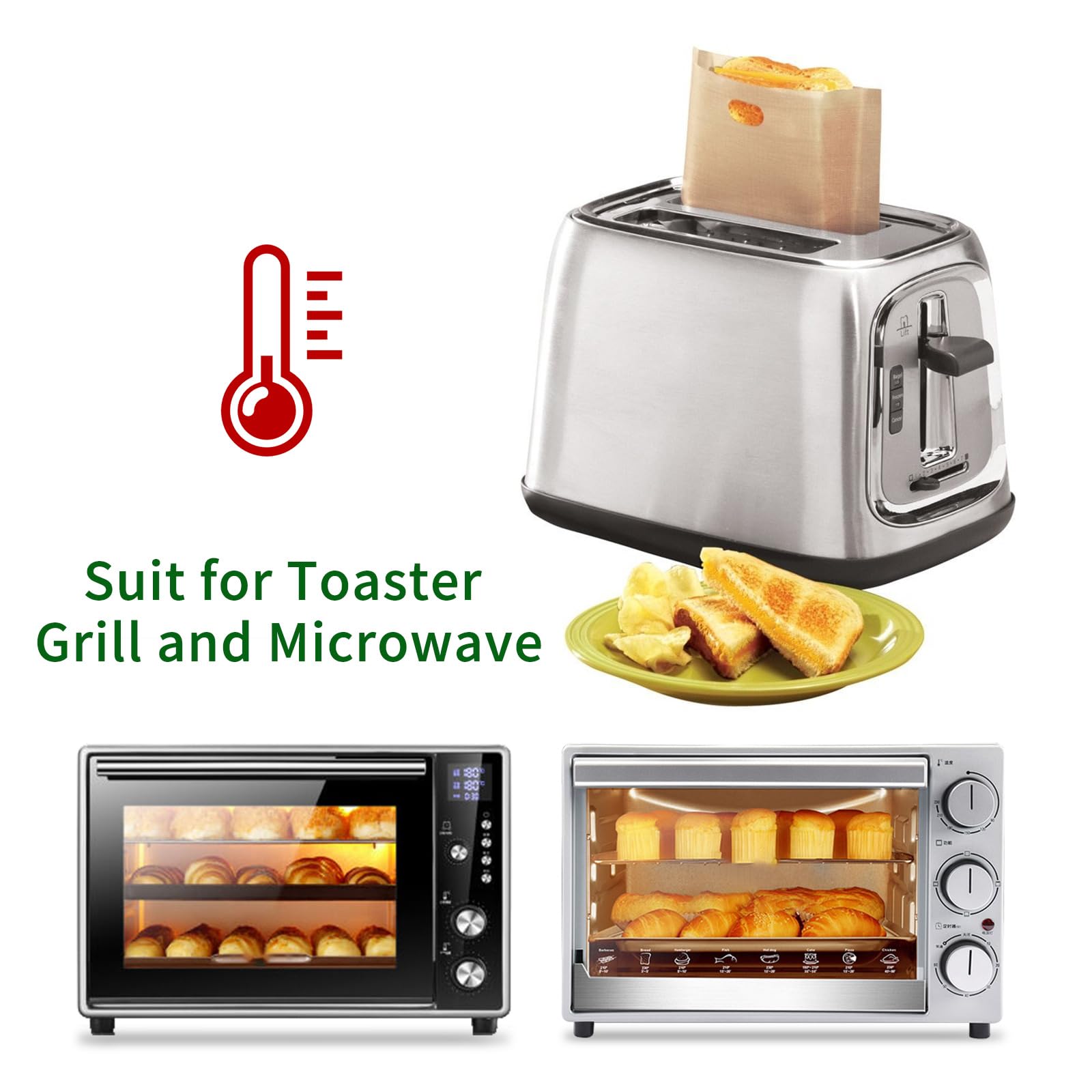 Lot De 12 Réutilisables Antiadhésifs Pour Grille-pain - 17 X 19 Cm