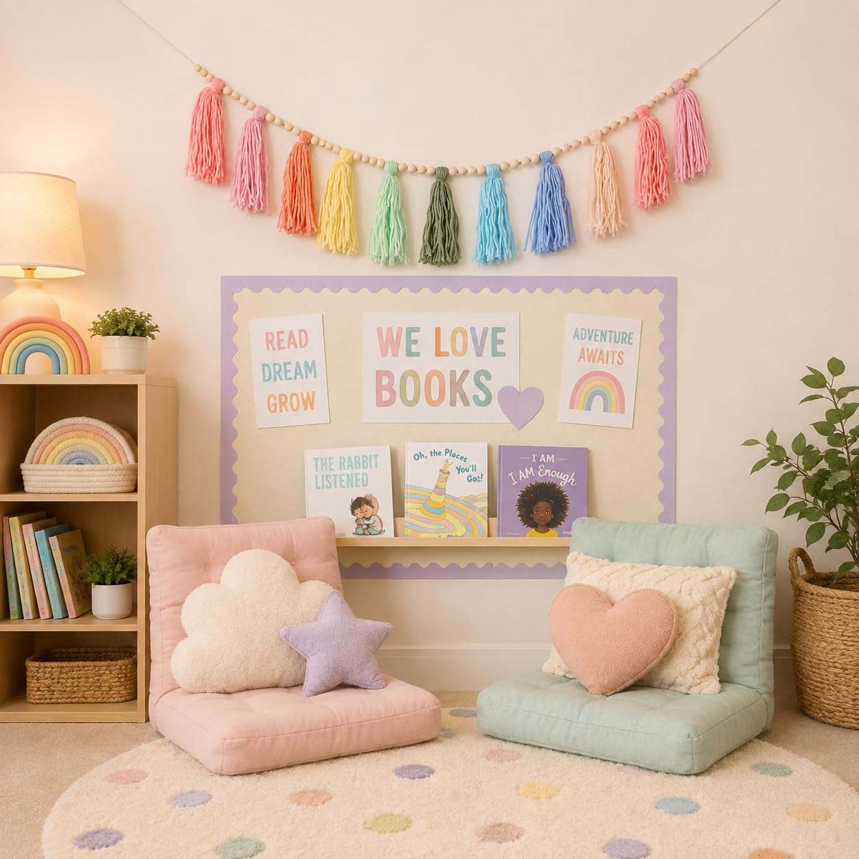 Bawełniana girlanda z frędzlami baner kolorowa dekoracja urodzinowa tło Boże Narodzenie boho wiszące dekoracje do sypialni, pokoju dziecięcego, pokoju zabaw, baby shower, dekoracja pokoju dziewczęcego, prezent urodzinowy (A)