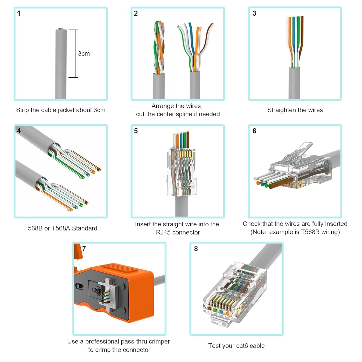 RJ45 Ethernet Connectors - 20 Pack -6 RJ45 Ethernet Connectors - 20 Pack -6