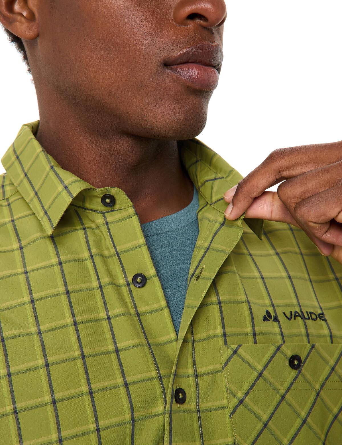 VAUDE Albsteig Shirt III, schnelltrocknend – Dark Leaf – Gr. XXL | Herrenhemd aus Lyocell mit UPF 50 – Kurzarm-Hemd schnelltrocknend und kühlend – 147 g – ideal zum Wandern