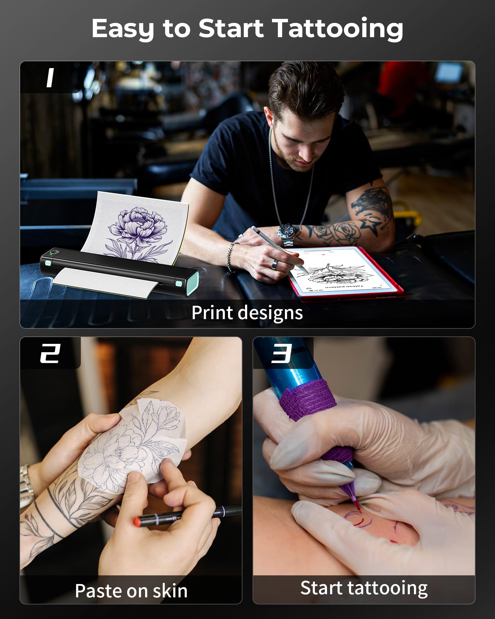 Amazon.co.jp: Itari M08F tattoo printer タトゥー用紙10枚と収納 