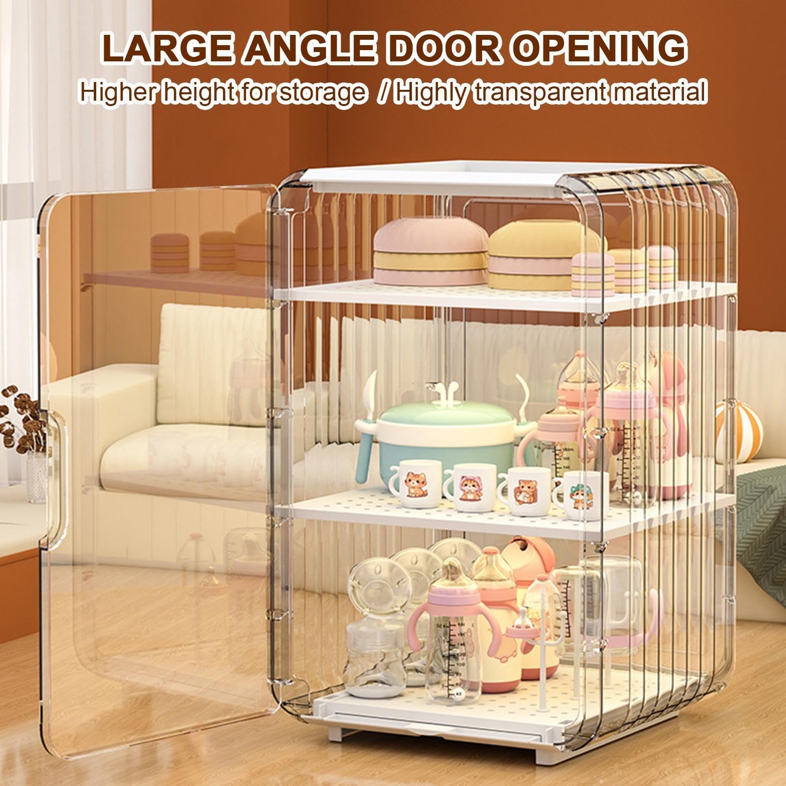 Boîte de rangement pour vaisselle de bébé – 35 x 25 x 25 cm (1 unité), égouttoir portable, organiseur pour biberons, station de séchage de cuisine anti-poussière, récipient anti-insectes pour