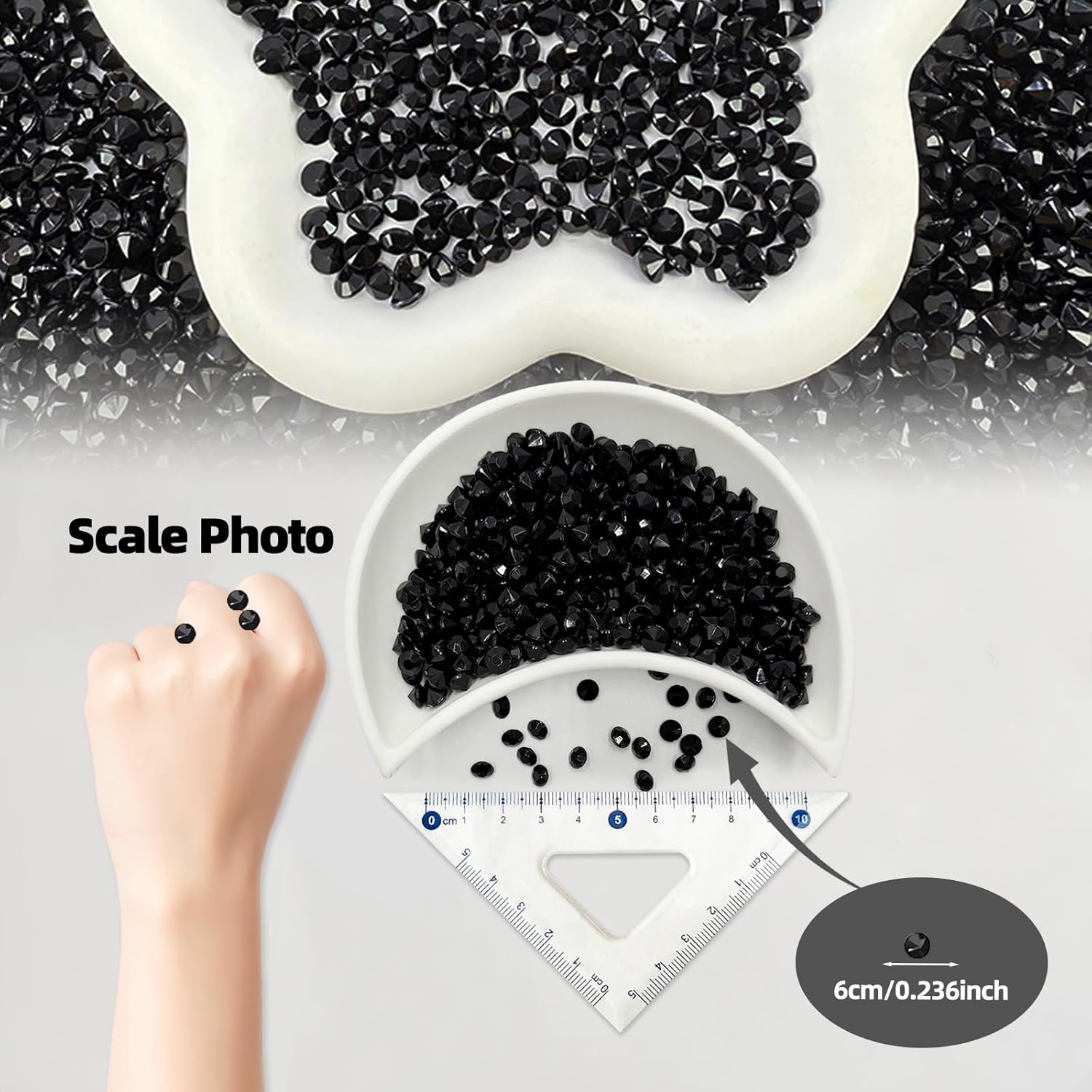 5000 pcs/Pack Wedding Table Scatter Confetti Crystals Acrylic Diamonds 6 mm Rhinestones for Wedding, Bridal Shower, Vase Beads Decorations (6mm, Black) - Image 2