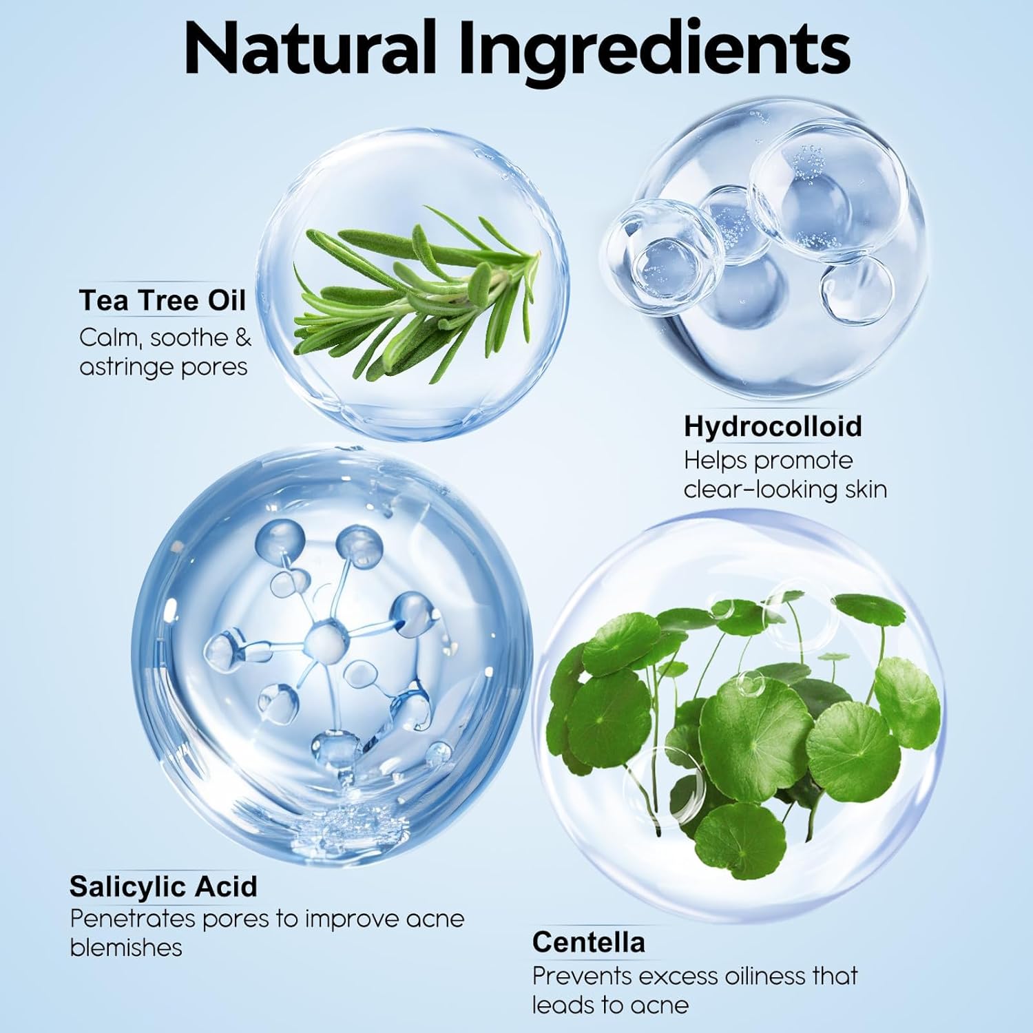 Full Face Pimple Patches(5 Pack),Big Hydrocolloid Acne Patches,Skin Care Zit Patches for Whole Face,Nose, Chin, Forehead & Cheeks w/Tea Tree Oil, Salicylic Acid & Cica Oil（5 Pack,25 Patches） - Image 3