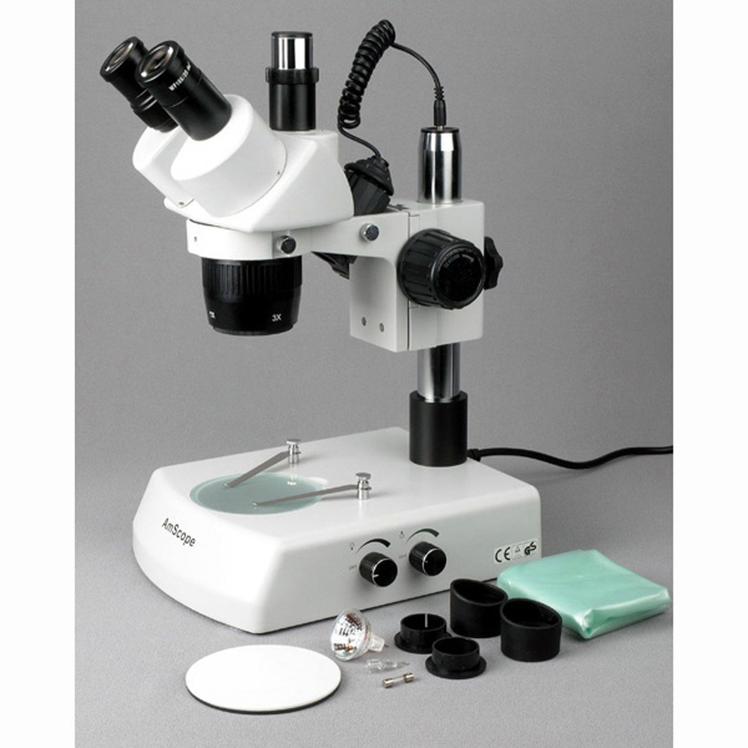 AmScope SW2T13X Trinocular Stereo Microscope, WH10x Eyepieces, 5X/10X