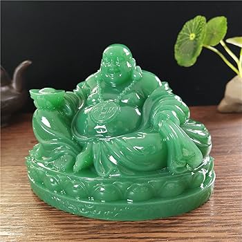 天然翡翠製 笑顔の布袋尊像 ◇豊かな表情が鮮明に彫刻された逸品◇いつも笑顔！福徳の神