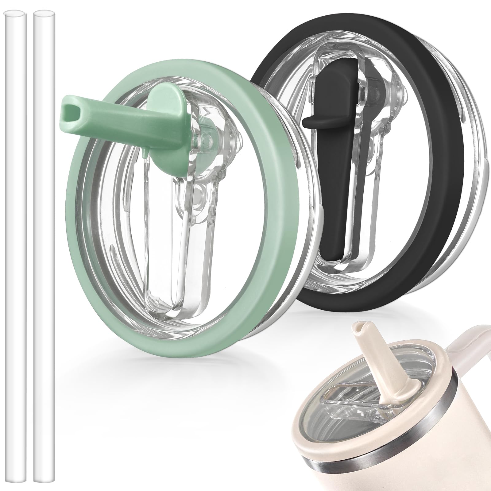 ANTAND 2 Pack Leakproof Lid Replacement 40 oz for Stanley Cup Accessories, Flip Straw Tumbler Leak Proof Lids for Stanley Quencher H2.0, Dust-Proof