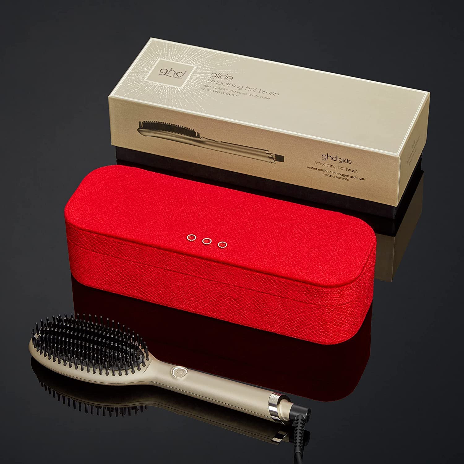 ghd glide Grand-Luxe Collection - Cepillo eléctrico alisador de pelo con tecnología iónica, edición 2022, oro champagne