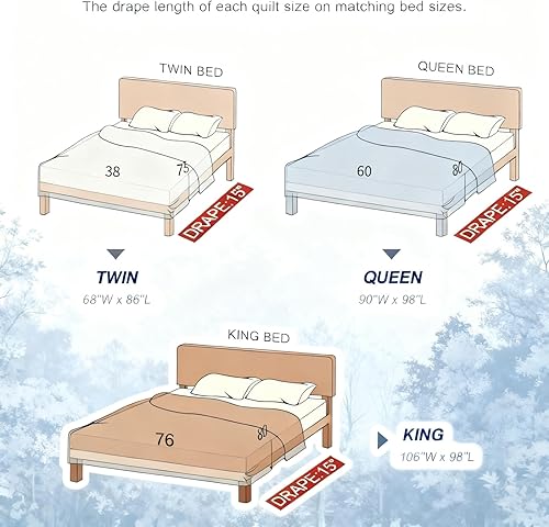 Miniatura 8 de KALOOLA Juego de edredón tamaño King 100 algodón 3 piezas juego de ropa de cama de cuadros azules y rojos colcha ligera reversible para todas las