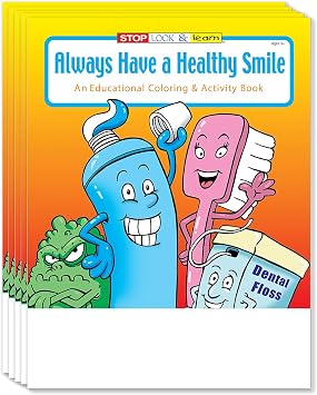 ZOCO Always Have a Healthy Smile Coloring Books 50 Bulk Pack, Without Crayons Dentist Toys for Kids Dental Office Gifts
