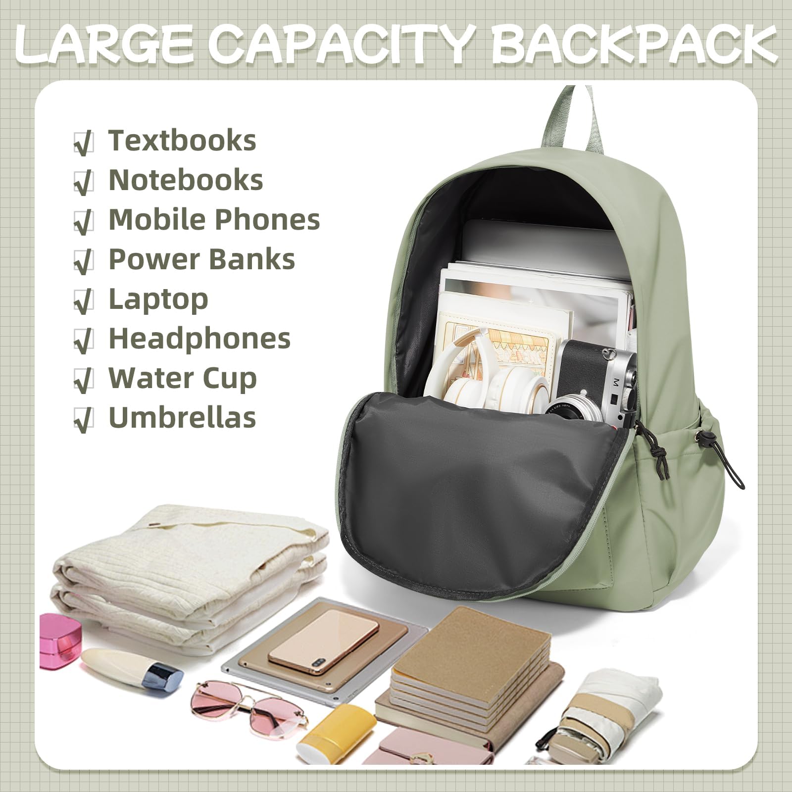 HYC00 Zaino Scuola Superiore Ragazza,Zaino da Scuola Media Ragazzo Zaino Università Leggero Resistente all'acqua College Casual Daypacks, Zaino PC 14 Pollici Zaini Scuola Cartella Adolescente