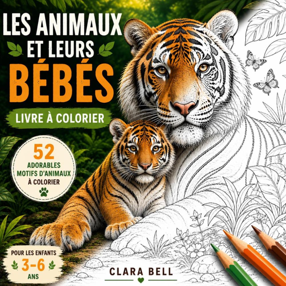 LES ANIMAUX ET LEURS BÉBÉS: Livre à colorier