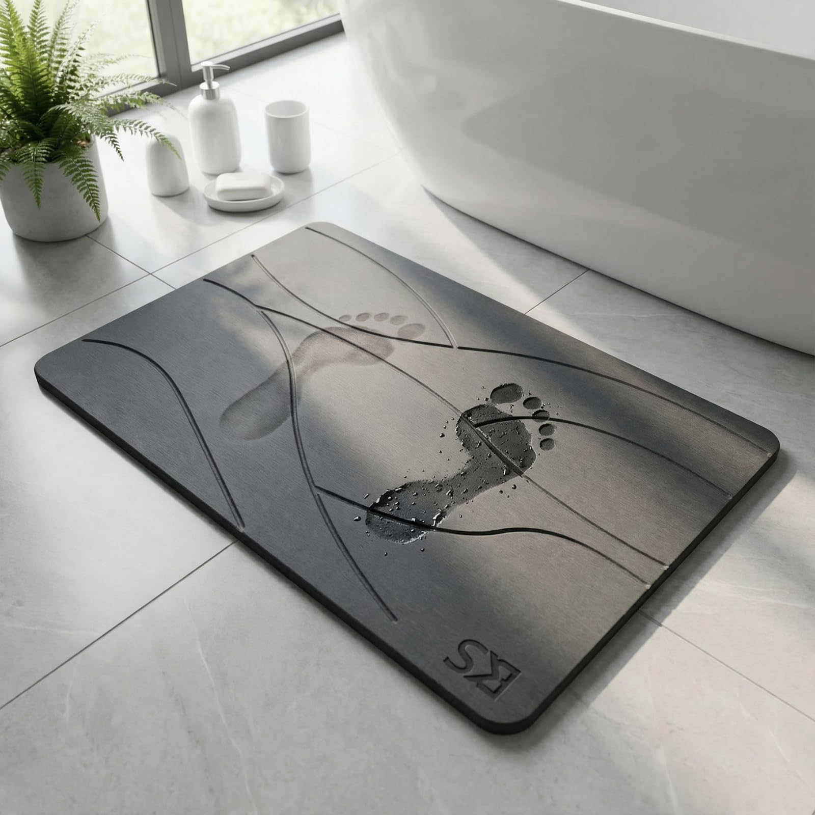Alfombra diatomita baño de secado rápido, alfombra de piedra diatomita para baño con superficie antideslizante, diseño ultrafino y antibacteriano, alfombrilla baño resistente a la humedad y al moho