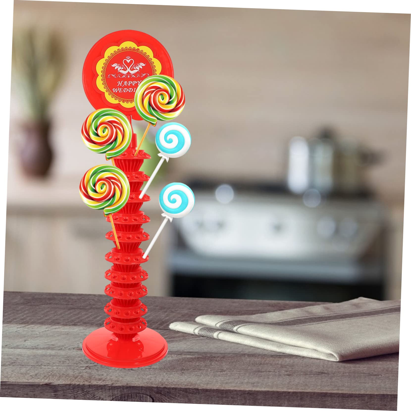 Amosfun 2St Süßigkeiten-Lagerregal hochzeitsdeko hochzeits Dekoration partydekoration Tortenständer aus Acryl Korbdekor Anzeige Lollipop-Display-Halter Party-Lutscher-Organizer Plastik rot