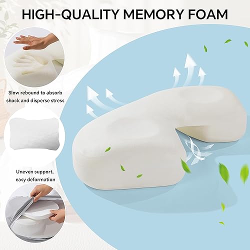 Miniatura 3 de ROYALAY Almohada para acurrucarse, almohada de altura ajustable con agujero para el brazo para adultos, soporte de cuello de espuma viscoelástica