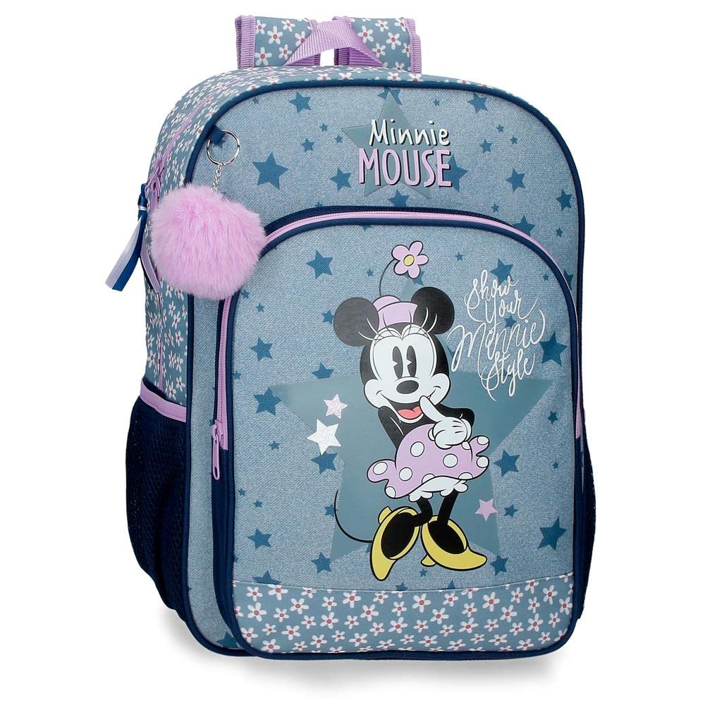 Disney Minnie Style Mochila Escolar Adaptable a Carro Azul 30x40x13 cms Poliéster 15,6L