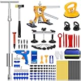 Car Dent Puller Kit, 135pcs Paintless Dent Removal Kit, Car Dent Repair Kit with Golden Lifter, Bridge Puller, Slide Hammer 2 in 1 T-Bar, Dent Puller for Car Refrigerator Door Ding Repair