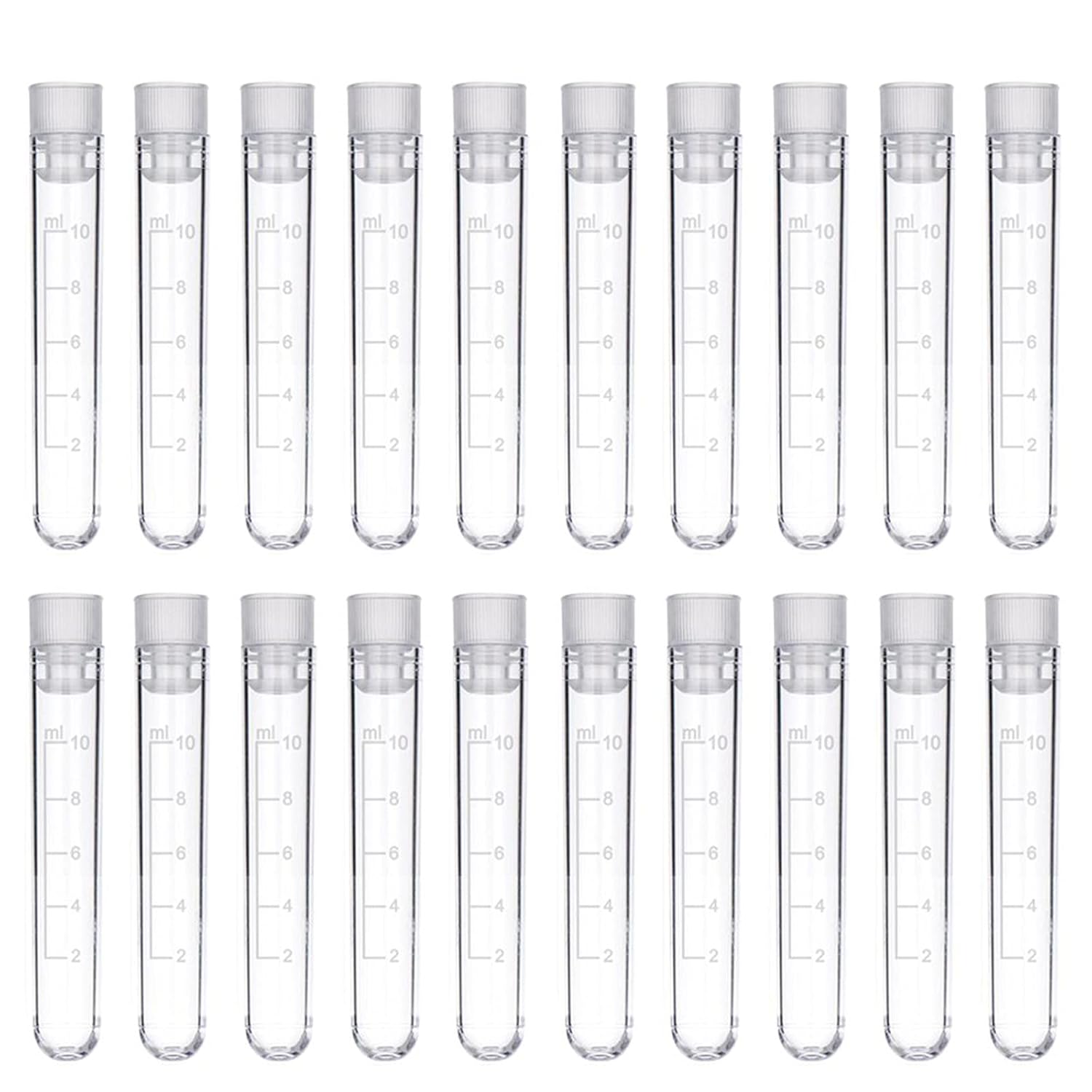DEPEPE 50pcs 10ml Plastic Frozen Test Tubes with Screw Caps, 16×105mm Vial Seal Cap Container