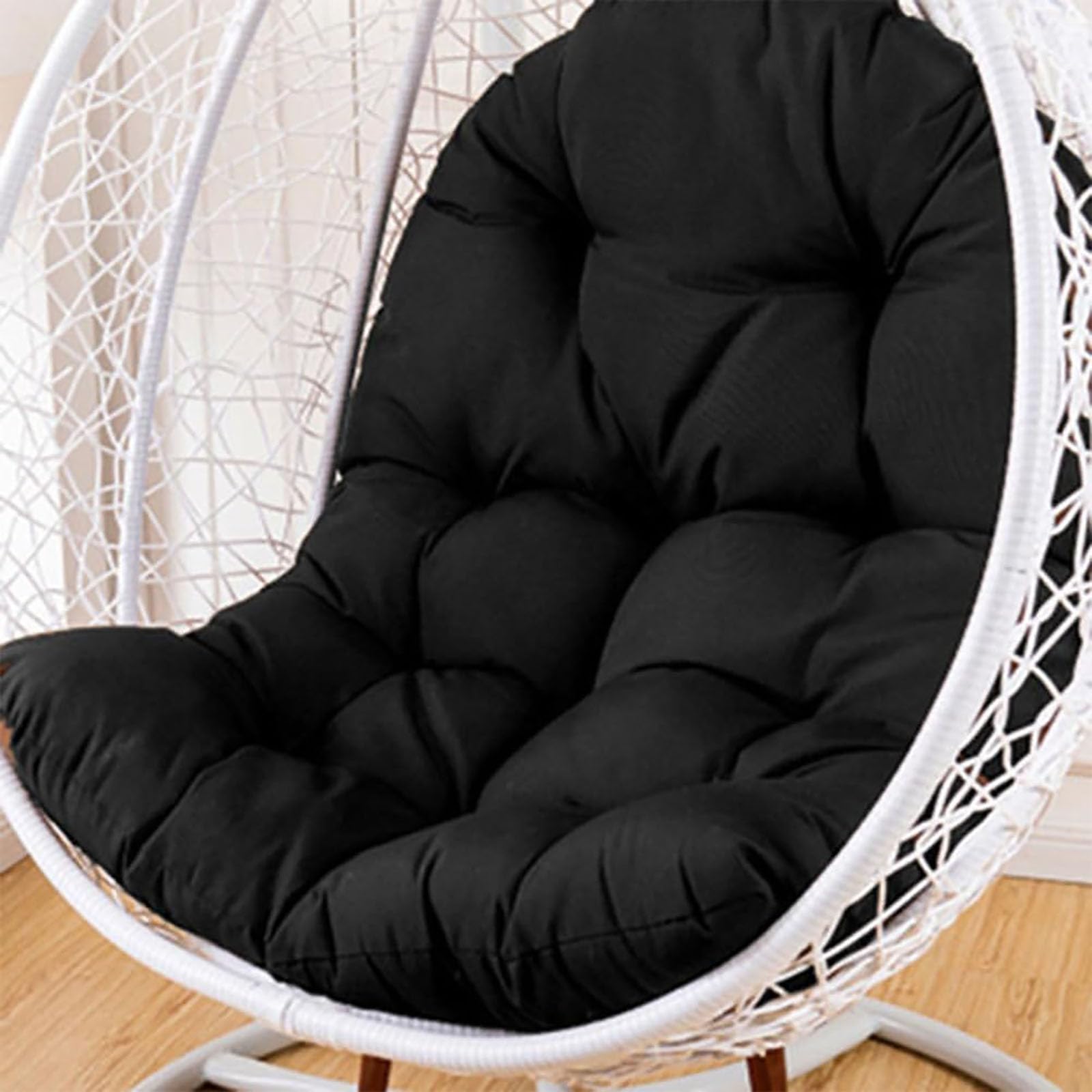 Genérico Cojín de Repuesto para Silla Colgante, Cojín de Jardín para Columpio Colgante Funda de Repuesto para Cojín de Exterior Respaldo para Hamaca Silla Columpio,Negro
