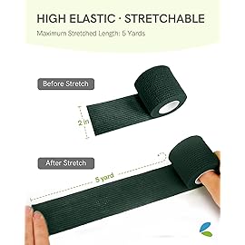 FriCARE Self Adhesive Bandage Wrap, Medical Tape in First Aid Kit, Cohesive Bandages for Wounds Sport Vet, 2 Inches X 5 Yards 6 Rolls, Hunter Green