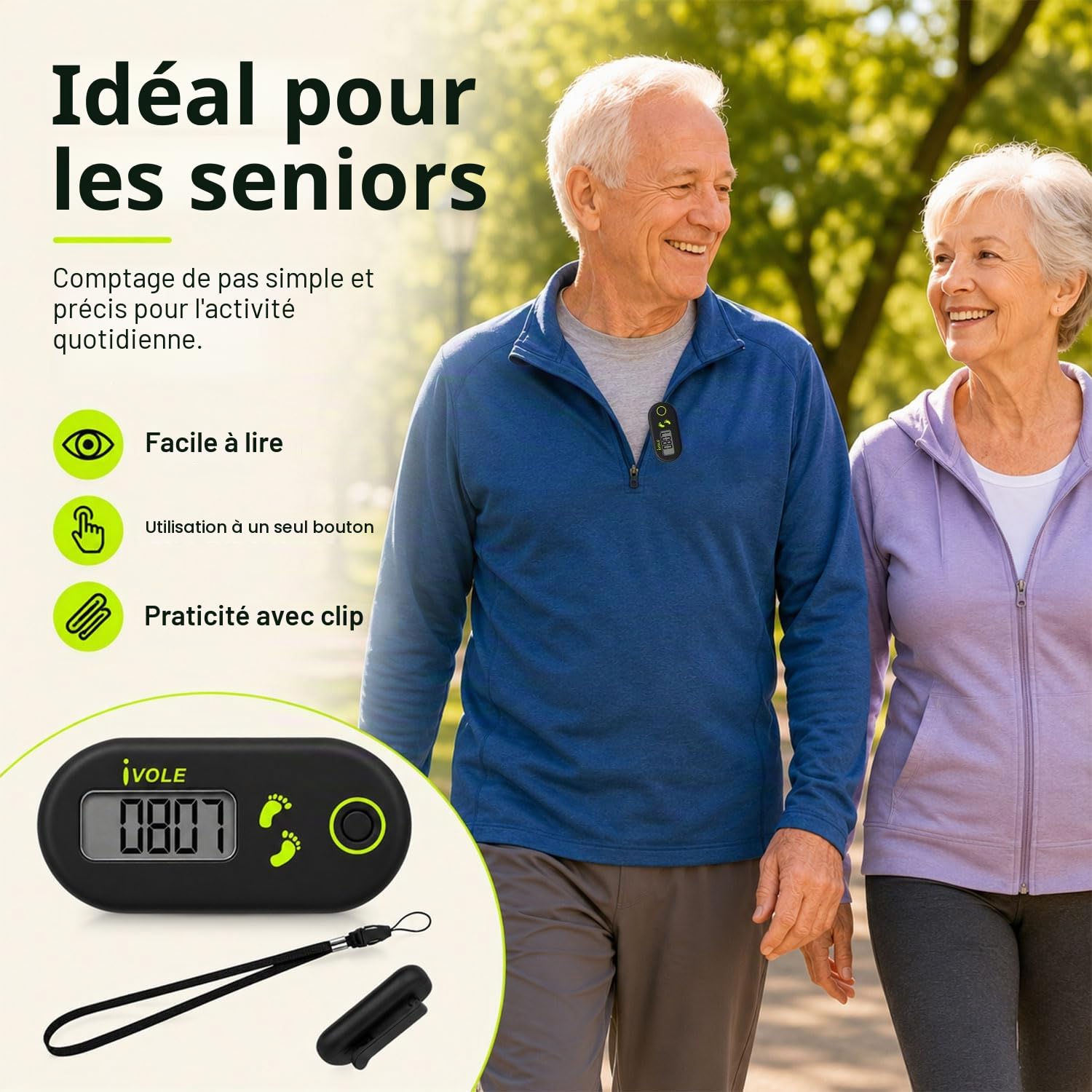 Podomètre 3D pour la Marche,Mini Podomètre，Podomètre Numérique Portable，Podomètre 3D，Pedometer Bracelet， Compteur de Pas avec Clip，Podomètre Numérique 3D pour la Marche