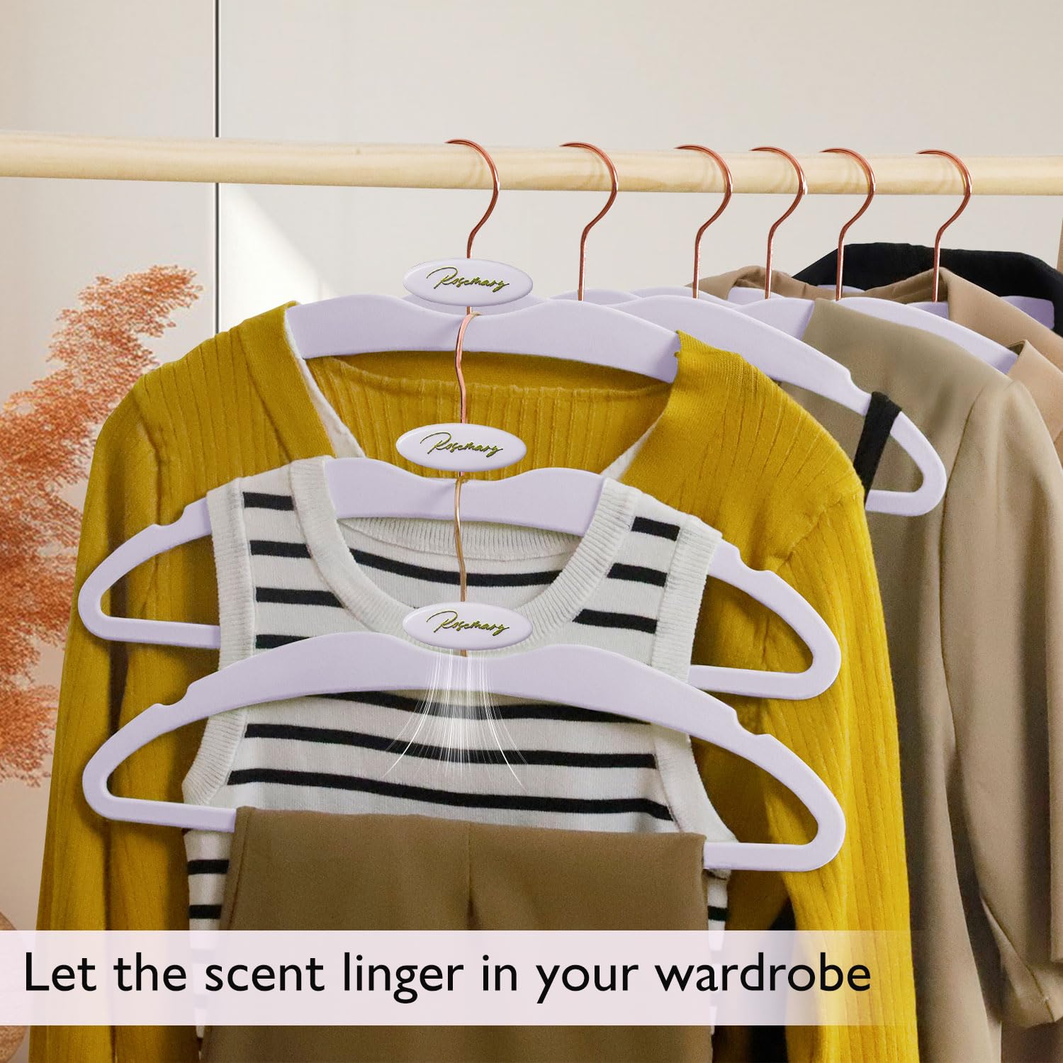 ManGotree Velvet Coat Hangers with Empty Aromatherapy Boxes, Non-Slip Short Neck Hangers - Image 2