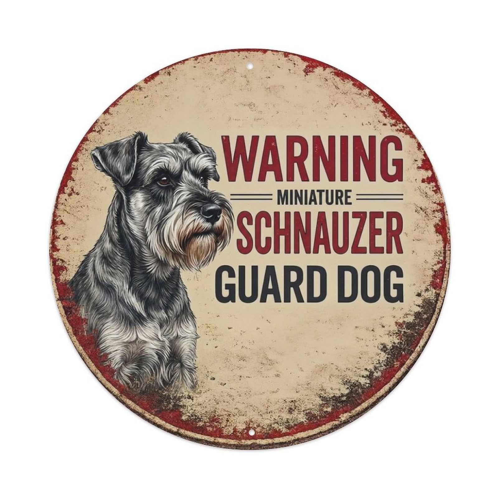 Metal Tin Sign Vintage Warning Miniature Schnauzer