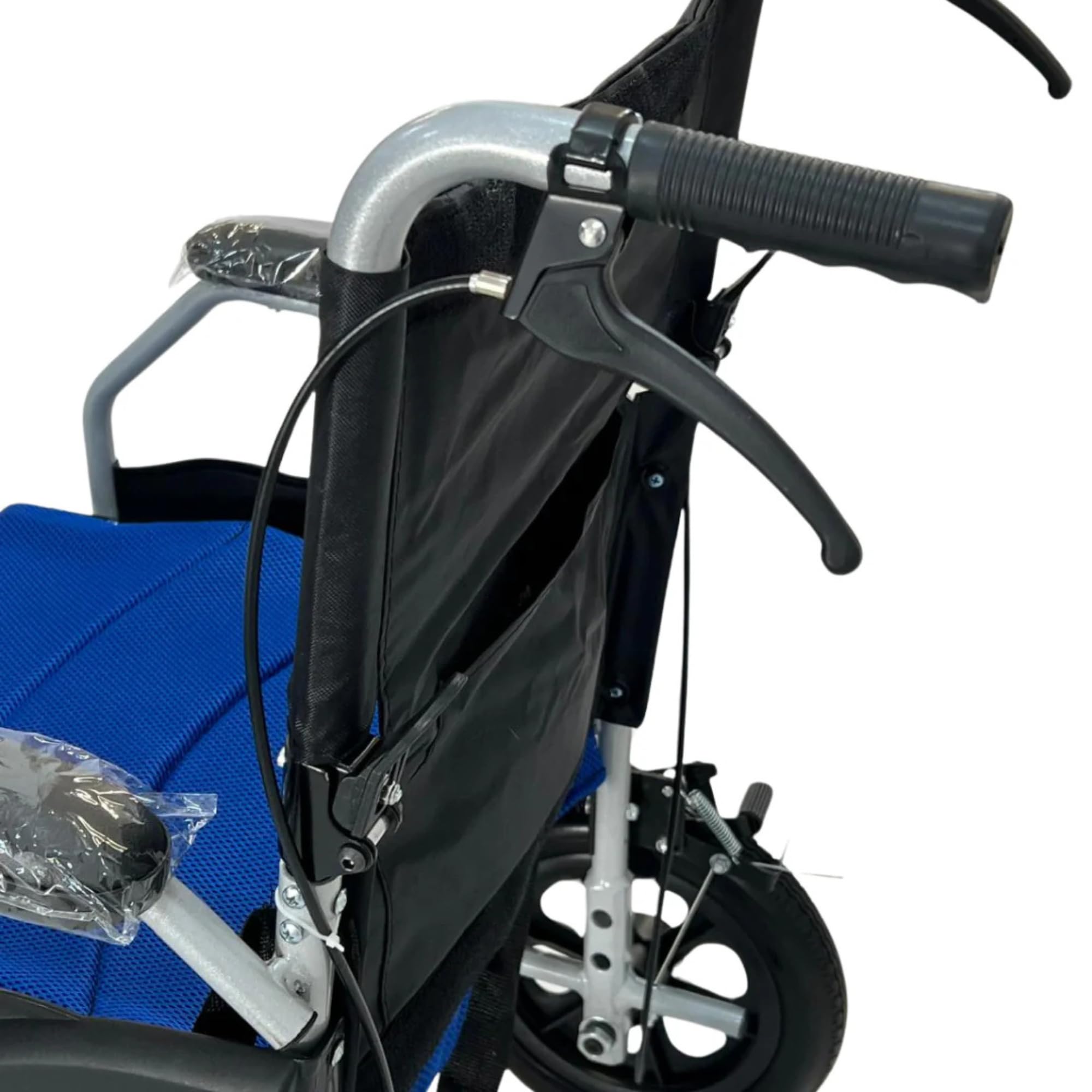 Sedia a Rotelle da Transito, Dimensioni Ridotte, Pieghevole, Alluminio, Leggera, Seduta 46 cm, Peso 12 KG, Per Interni e Spazi stretti