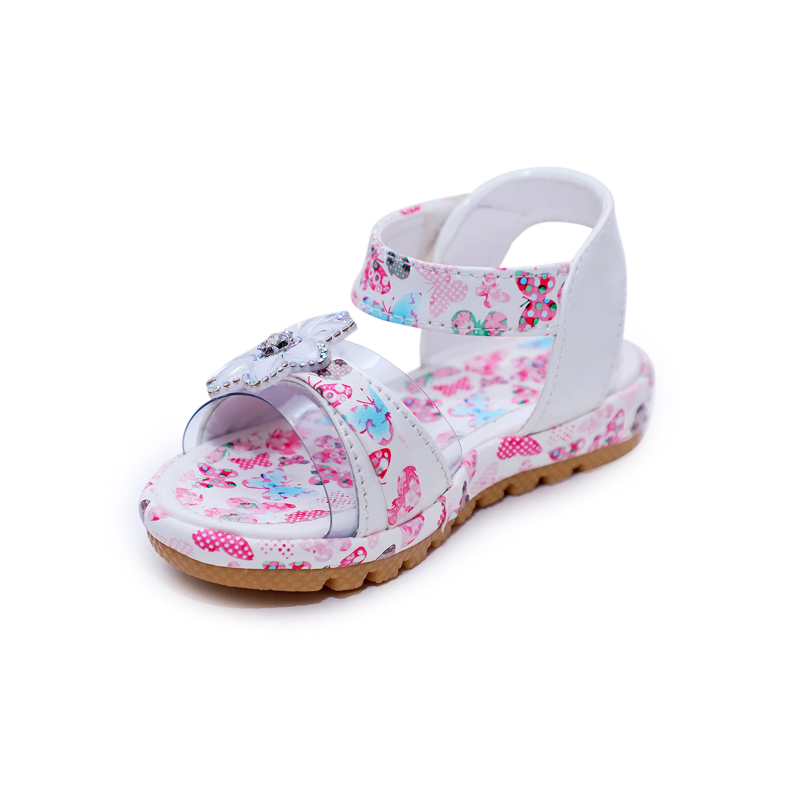 BOOMER CUBS Kids Girls Floral Printed Sandals (White, 12_Months) (B096VQ617J) Amazon Price History, Amazon Price Tracker